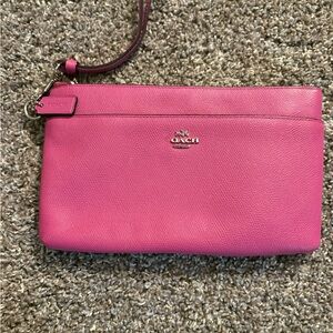 Coach Fuchsia Leather Wristlet